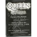 Queen and Paul Rodgers signed A4 b/w magazine page. Signed by Brian May, Paul Rodgers and Roger