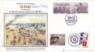 D-DAY: Internetstamps D-Day FDC signed by D-Day Sword Beachmaster Ed Gueritz who directed traffic on