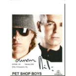 Pet Shop Boys signed 7x5 colour photo. English synthpop duo, formed in London in 1981 and consisting