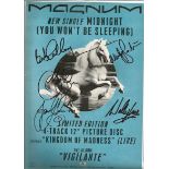 Magnum signed A4 colour magazine page. Signed by 5. English rock band. They were formed in