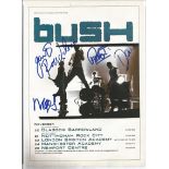 Bush signed A4 colour magazine page. Signed by 4. British rock band formed in London, England in