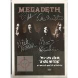 Megadeth signed A4 colour magazine page. Signed by 4. American heavy metal band from Los Angeles,