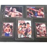 Manny Pacquiao signed colour photo. Mounted with 4 other colour photos. Approx. overall size