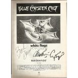 Blue Oyster Cult signed A4 b/w magazine page. American hard rock band formed on Long Island, New