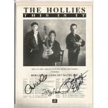 The Hollies signed A4 b/w magazine page. Signed by 3. Good Condition. All signed items come with our