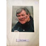 Terry Venables signed colour photo. Mounted to approx. size 16x12. English former football player