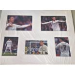 Ronaldo signed colour photo. Mounted alongside 4 other photos in Real Madrid kit. Portuguese