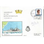 Rear Admiral Alf Sturdee signed anniv of the battle of river plate cover. Good Condition. All signed