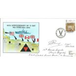 Les Perry D-Day Sword Beach veteran signed 1984, 40th Ann D-Day cover. Good Condition. All signed