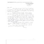 Sir Frank Whittle hand written letter 1987 on his own personal stationary regarding amendments to