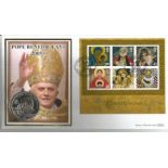Christmas 2005 Pope John-Paul II coin cover. Benham official FDC PNC, with 2005 Republic of Sierra
