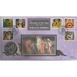 William Morris The Adoration of the Magi coin cover. Benham official FDC PNC, with Isle of Man Crown