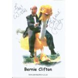 Bernie Clifton 8x6 signed colour promo card. Bernie Clifton (born Bernard Quinn; 30 April 1936) is a