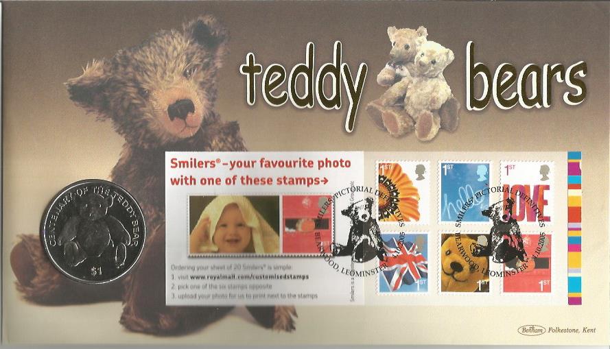 Smilers Teddy Bears Centenary coin cover. Benham official FDC PNC, with 2012 Centenary of the