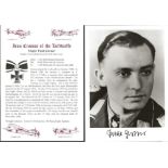 Major Paul Zorner WW2 Luftwaffe fighter ace signed 6 x 4 b/w photo with separate biography card.