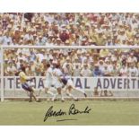 Gordon Banks signed 10 x 8 photo making his famous save in the 1970 World Cup. Good Condition. All