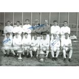 Football signed 12 x 8 photo SPRAKE, GREENHOFF, GILES of Leeds United, b/w depicting the 1964/65