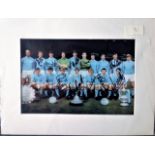 Manchester City football 16x12 framed signed colour photo 1969 1970 Man City team photo with the