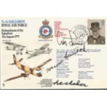 WW2 US Gen Ira Eaker, Adolf Galland and Johannes Steinhoff Luftwaffe aces signed 46sqn RAF cover.