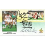Mark Lawrenson and Bob Paisley signed World Cup 66 FDC. Bequia FDI postmark. Good Condition. All
