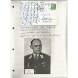 Kesselring Albert Field Marshall WW2 hand written 1956 postcard with unsigned signed 6 x 4 photo