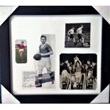 Busby Babe Roger Byrne 15x14 Famed signature piece including photos of him in action for England and