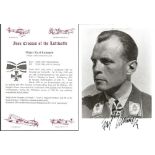 Major Karl Rammelt WW2 Luftwaffe fighter ace signed 6 x 4 b/w photo with separate biography card.