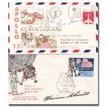 Apollo 17 complete crew astronauts Cernan Schmitt Evans signed Space FDCs. The covers are 1972