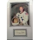 Buzz Aldrin signed autograph presentation. High quality professionally mounted 17 x 11 inch