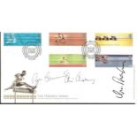 Roger Banister, Chris Chataway and Chris Brasher signed 2002 Commonwealth Games FDC. Good Condition.