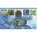Life & Earth, Biodiversity, the ocean Coin FDC PNC. 1 crown coin inset. 4/4/00 Regents Park,