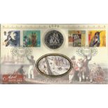 Settlers Tales 1999 Benham official Millennium coin FDC PNC C99. Liverpool postmark and $1 Liberia