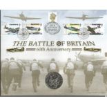 60th anniversary of Battle of Britain large coin FDC PNC. 1 crown coin inset. 15/9/00 Guernsey and