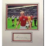 Bobby Moore 1970 World cup autograph presentation. High quality professionally mounted 15 x 13
