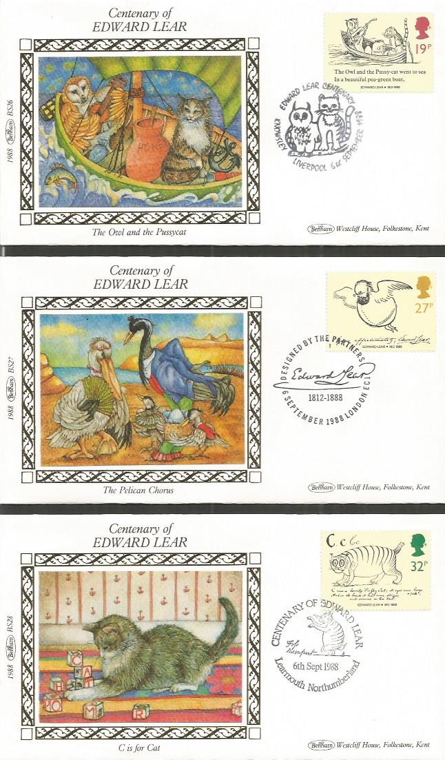 Benham 1988 small silk FDC collection in blue suede album. 400th anniv of Spanish Armada 1988, - Image 2 of 5