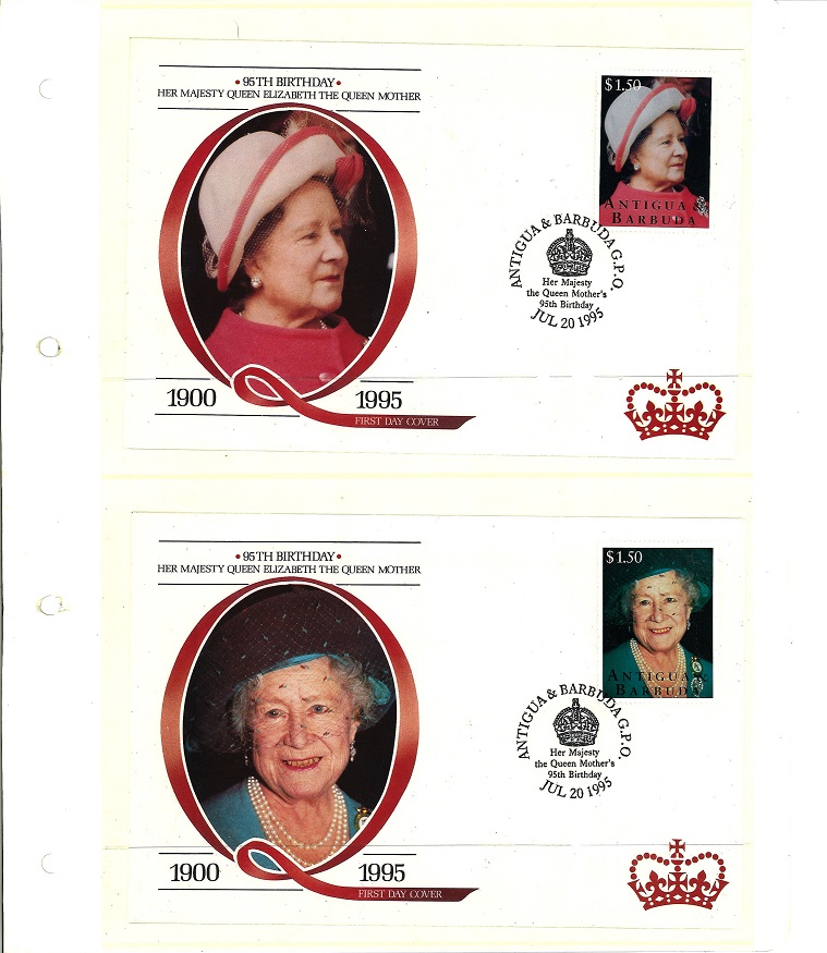 Queen Mother collection. Includes FDCs, unmounted stamps and miniature sheets. Mainly British