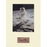 Apollo 11 Buzz Aldrin First Moonlanding. Bold signature of Buzz Aldrin with picture on moon.