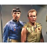 Leonard Nimoy and William Shatner signed 10x8 colour Star Trek photo as Captain James T Kirk and