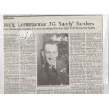 Wing Commander James Gilbert Sanders DFC Signature and obituary of one of the finest fighters pilots