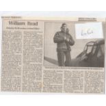 Flight Lieutenant William Albert Alexander Read AFC Signature and obituary of 603 Squadron Battle of