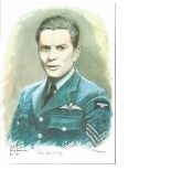 Sgt Pilot David Denchfield WW2 RAF Battle of Britain Pilot signed colour print 12 x 8 inch signed in