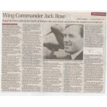 signature and Obituary of WING COMMANDER JACK ROSE CMG MBE DFC3 & 32 Squadrons Battle of Britain.