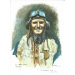 Plt Off Terence Kane WW2 RAF Battle of Britain Pilot signed colour print 12 x 8 inch signed in