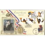 Richard Meade signed Olympic Game FDC. Comes with replica 1908 gold medal inset. Good Condition. All