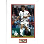 Michael Owen signed colour photo in England kit Mounted to approx. size 16x12. Good Condition. All