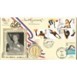 Anita Lonsbrough MBE signed Olympic Game FDC. Comes with replica 1908 gold medal inset. Good