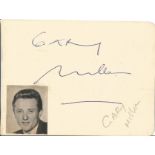 Garry Mills signed album page. British pop singer. Good Condition. All signed items come with our