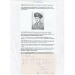 Excellent signature of SQUADRON LEADER MAURICE PETER BROWN AFC 611 & 41 Squadrons Battle of Britain.