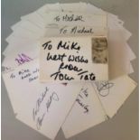 Horse racing trainers and jockeys signed 6x4 white index card collection. 100 cards. Dedicated to