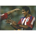 Football Roque Santa Cruz signed 12x8 signed colour photo pictured playing for Paraguay. Roque
